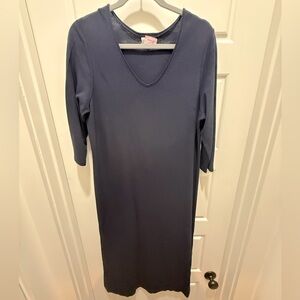 Eileen Fisher. Navy Knit Maxi Dress. Size Petite Medium.